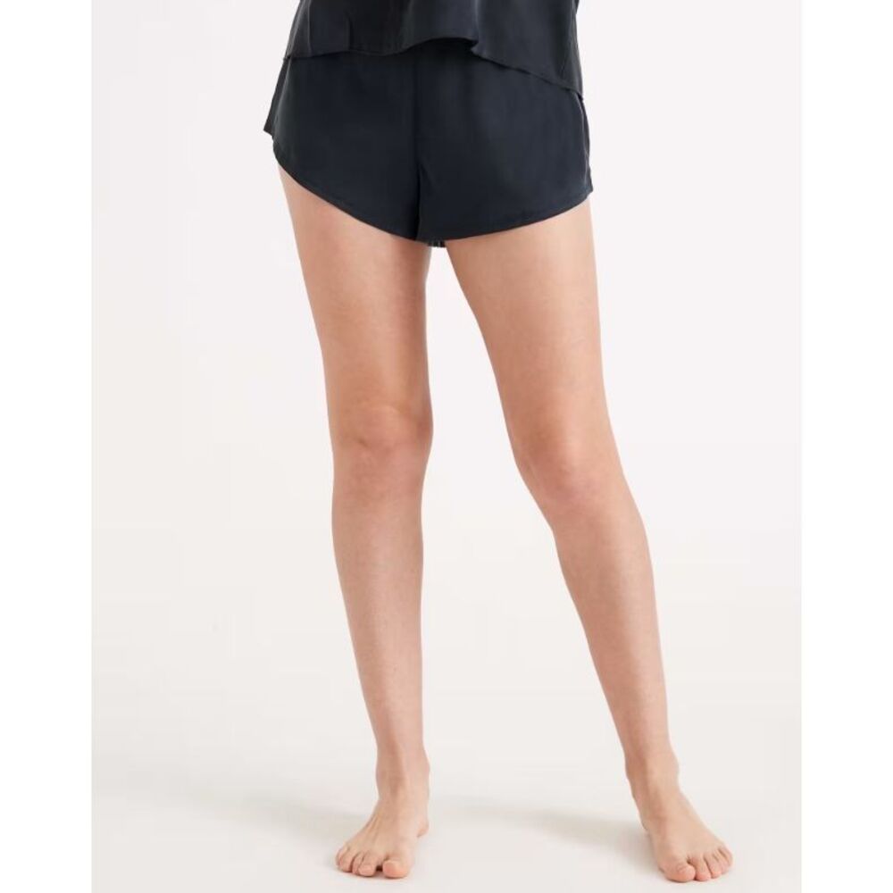Quince Black Satin Sleep Shorts